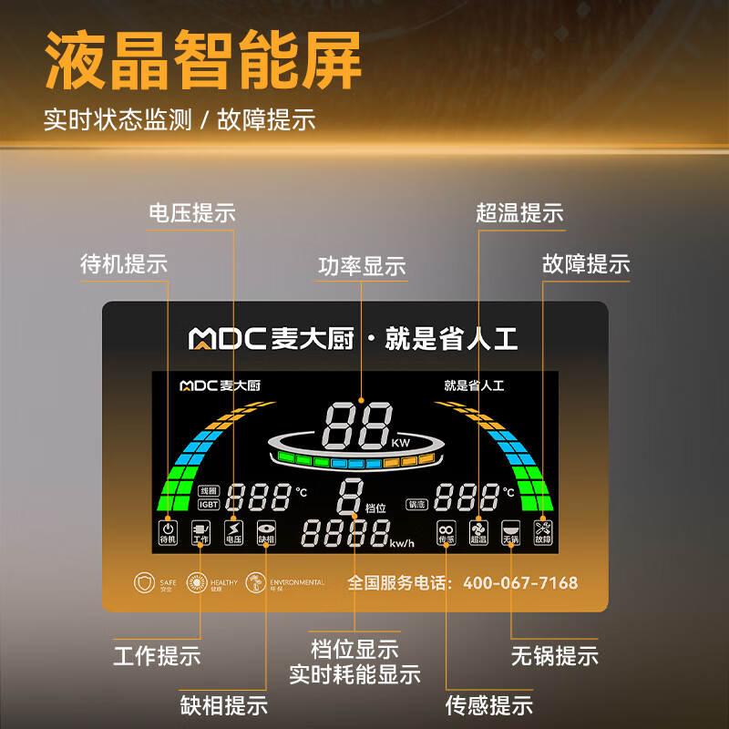 麥大廚金麥款201材質電磁雙頭單尾小炒爐30kw